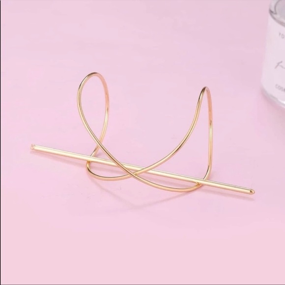 GOLD TONE HAIR CUFF CAGE BUN HAIR ACCESSORY WITH PIN - Picture 3 of 5